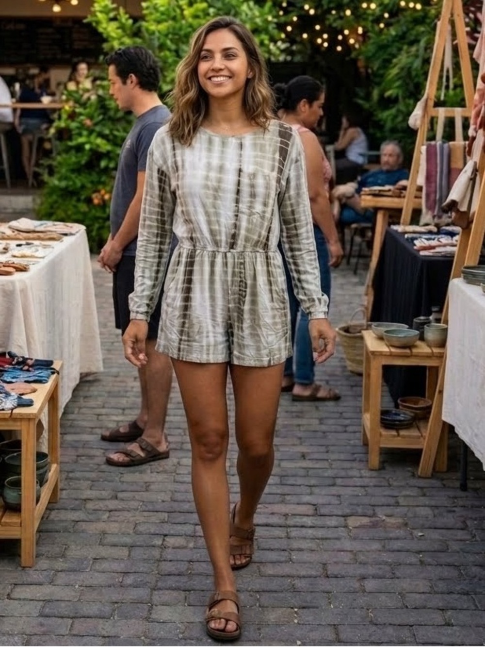 NWT Akaiv Tie-Dye Long Sleeve Romper